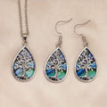 Tree of Life Fashion Jewelry Set - Water Drop Necklace & Earrings, Alloy with Mixed Colors, Perfect Gift for Birthdays and Christmas, Perfect for Winter, New Year