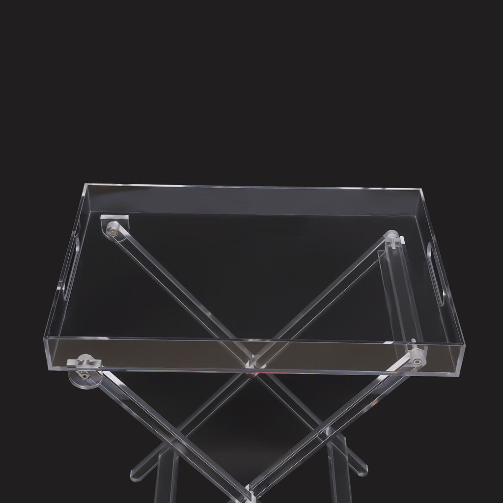 1pc Table d'appoint pliante en acrylique transparent, plateau TV peu encombrant, table basse portable pour café, thé et collations pour le salon, aucun assemblage requis, design moderne