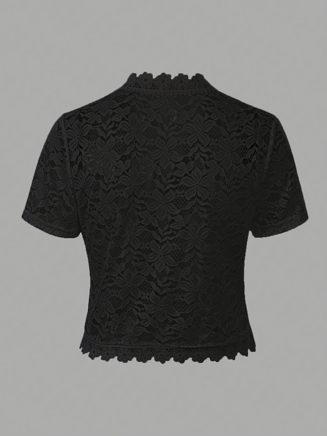 Summer Solid Color Lace Patchwork Casual Open Front Jacket For Holiday Party Clothes