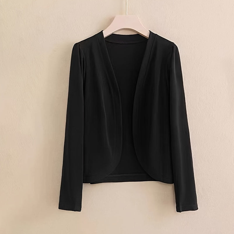 Women's Elegant Long Sleeve Cardigan - Open Front Shawl Design, Breathable Windproof Sunscreen Polyester, 4 Colors (Olive Green\u002FRed\u002FGreen\u002FWhite) for Mature Style & All-Day Comfort, Cardigan, Casual Layering Piece, Lightweight Fabric