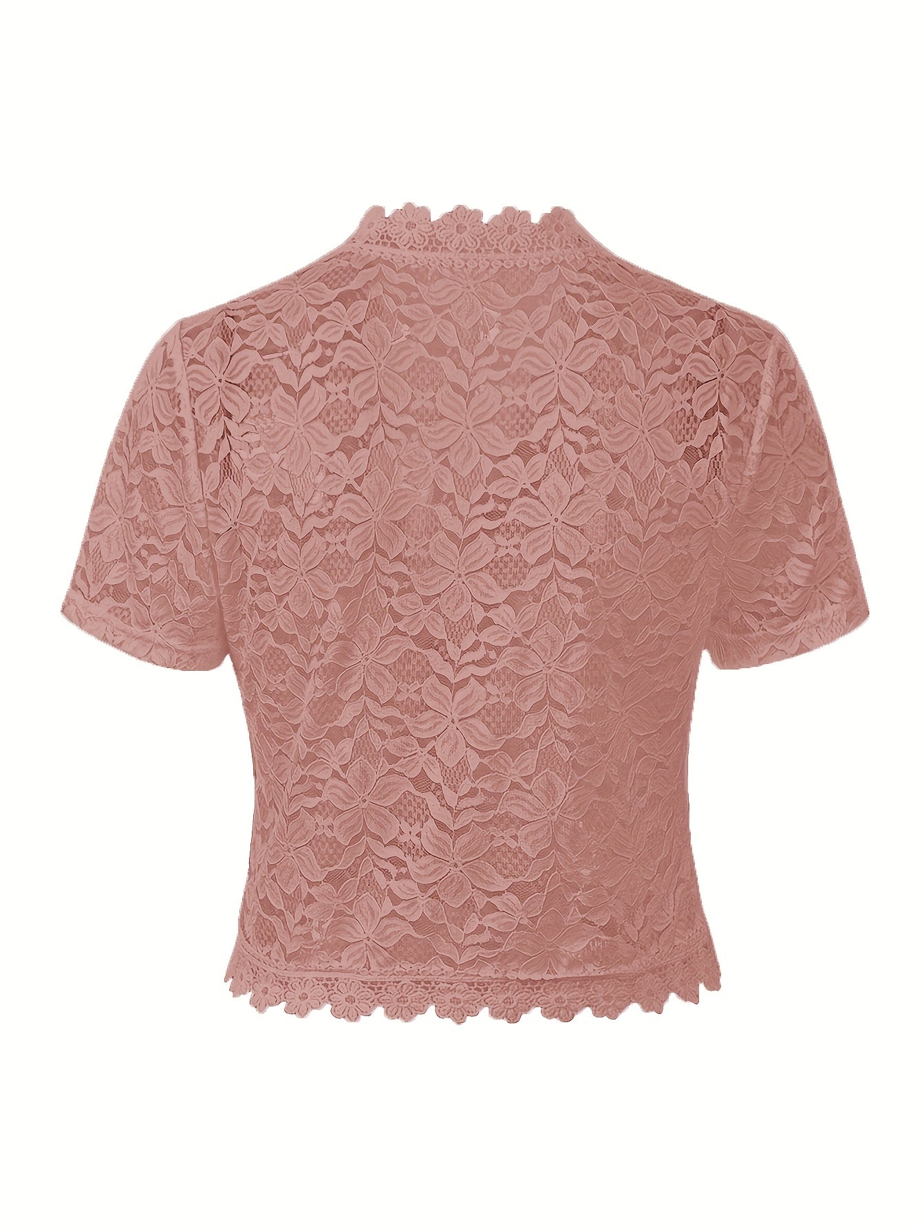 Summer Solid Color Lace Patchwork Casual Open Front Jacket For Holiday Party Clothes