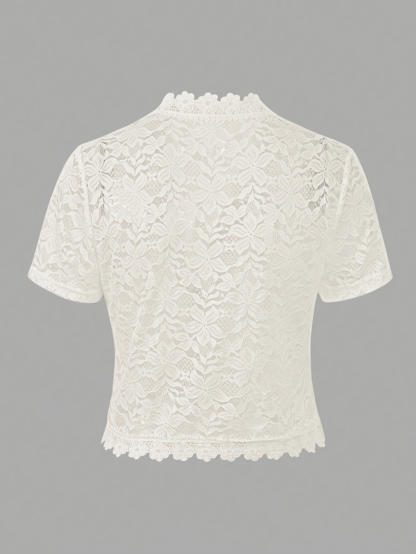 Summer Solid Color Lace Patchwork Casual Open Front Jacket For Holiday Party Clothes