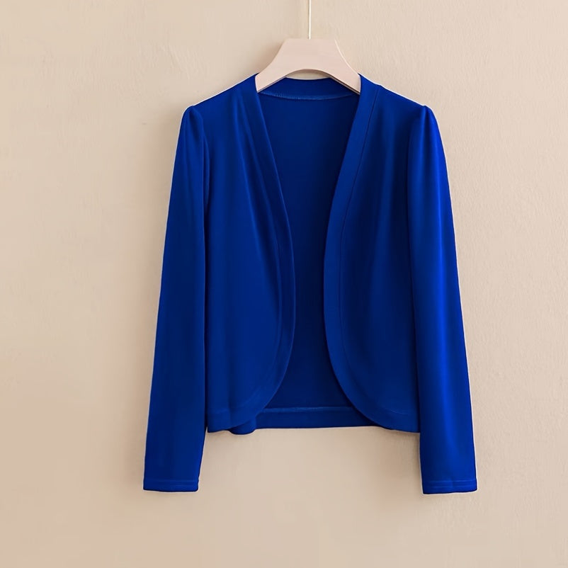 Women's Elegant Long Sleeve Cardigan - Open Front Shawl Design, Breathable Windproof Sunscreen Polyester, 4 Colors (Olive Green\u002FRed\u002FGreen\u002FWhite) for Mature Style & All-Day Comfort, Cardigan, Casual Layering Piece, Lightweight Fabric